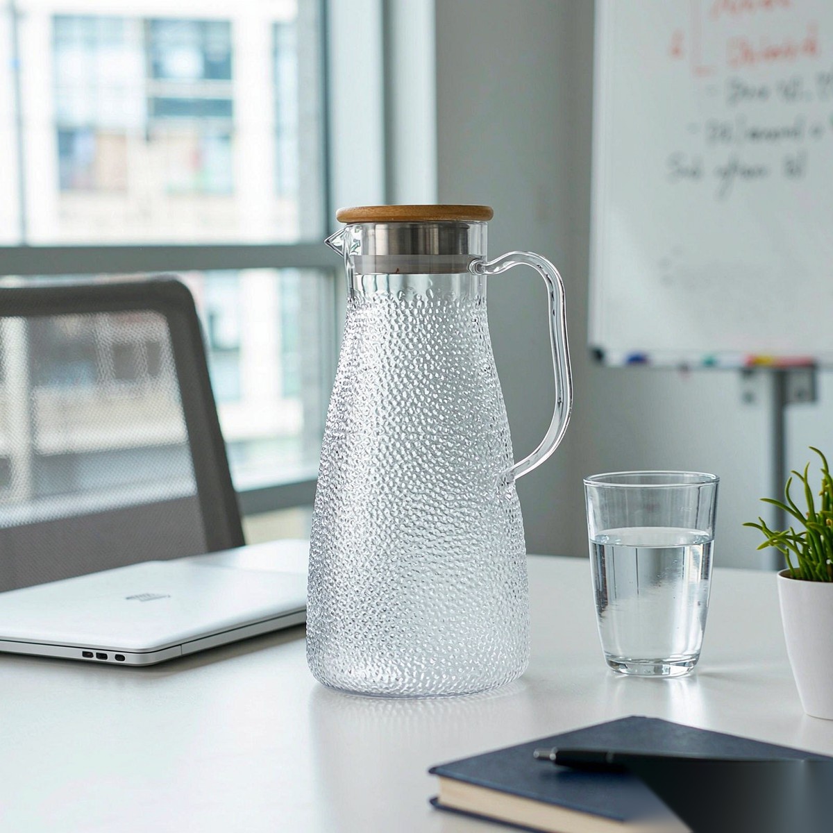 BY-9191A unbreakable PC full-handle water pitcher (wood) - in an office meeting room