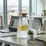 BY-9191B unbreakable PC full-handle water pitcher (wood) - in an office meeting room