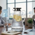 BY-9194B unbreakable PC full-handle water pitcher (steel) - in an office meeting room