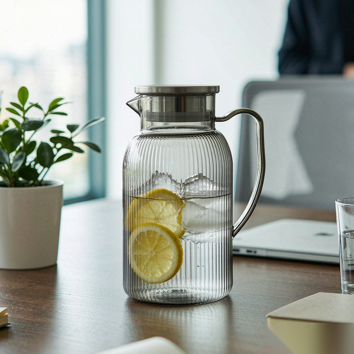 BY-9195B unbreakable PC full-handle water pitcher (steel) - in an office meeting room