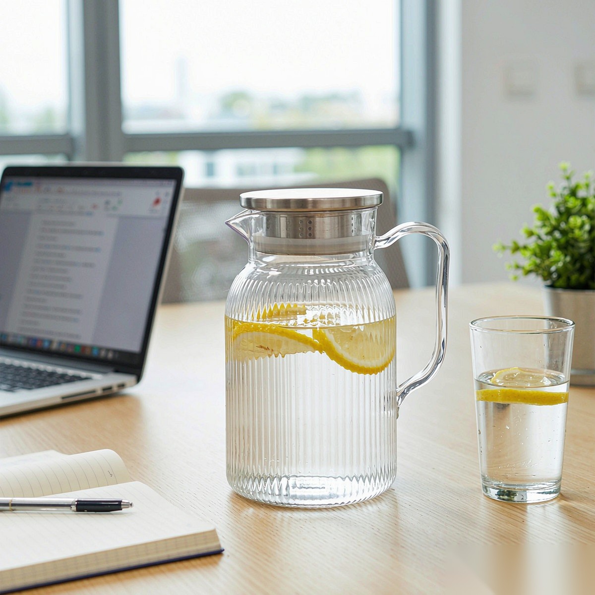 BY-9195C unbreakable PC full-handle water pitcher (steel) - in an office meeting room