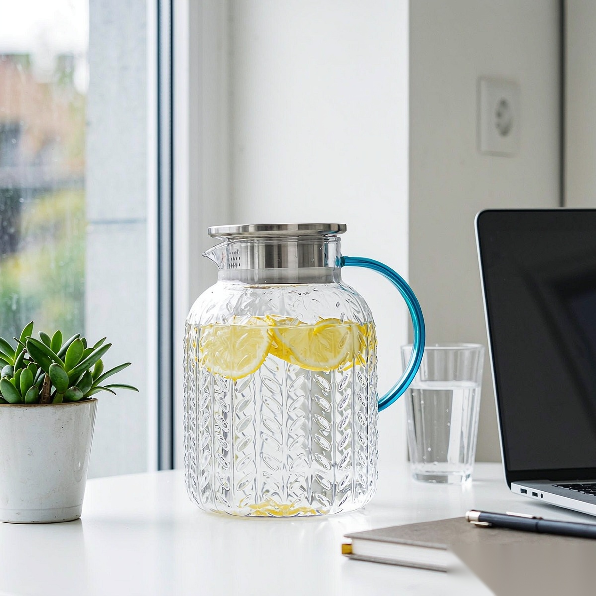 BY-9196B unbreakable PC full-handle water pitcher (steel) - in an office meeting room