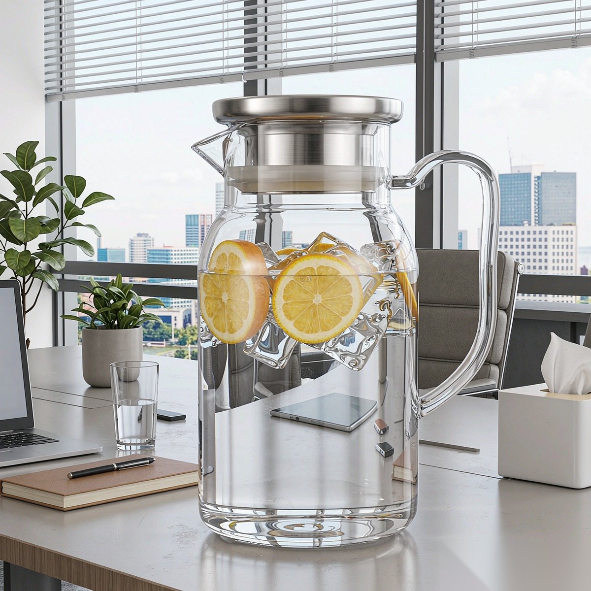 BY-9198C unbreakable PC full-handle water pitcher (steel) - in an office meeting room