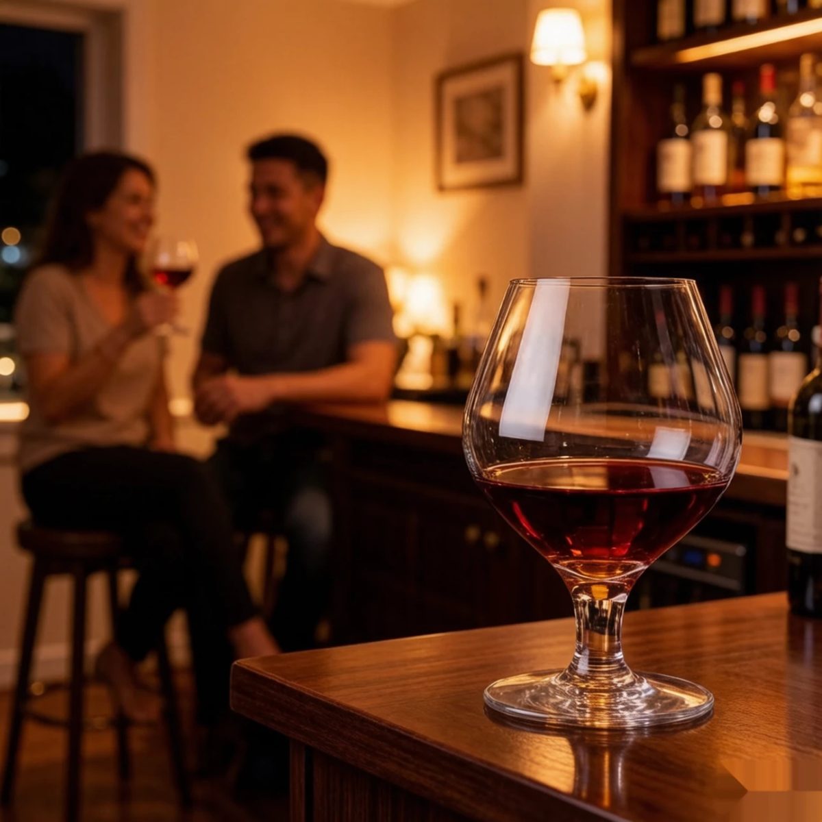 BY-9912C PC brandy snifter in home bar setup