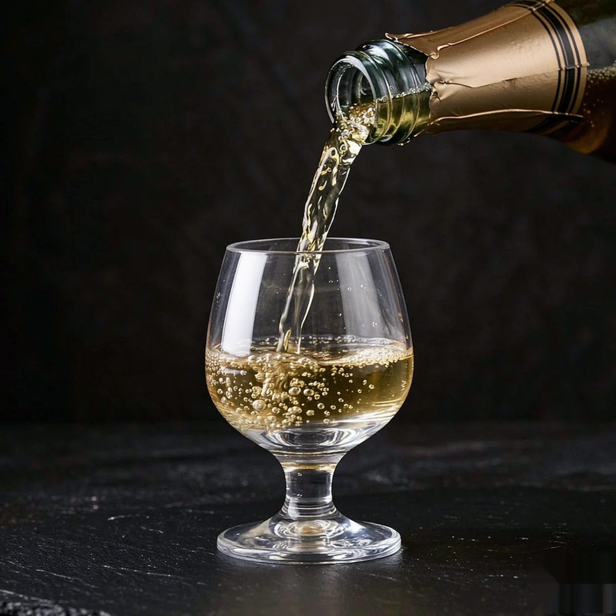 BY-9912G PC brandy snifter in pouring action shot