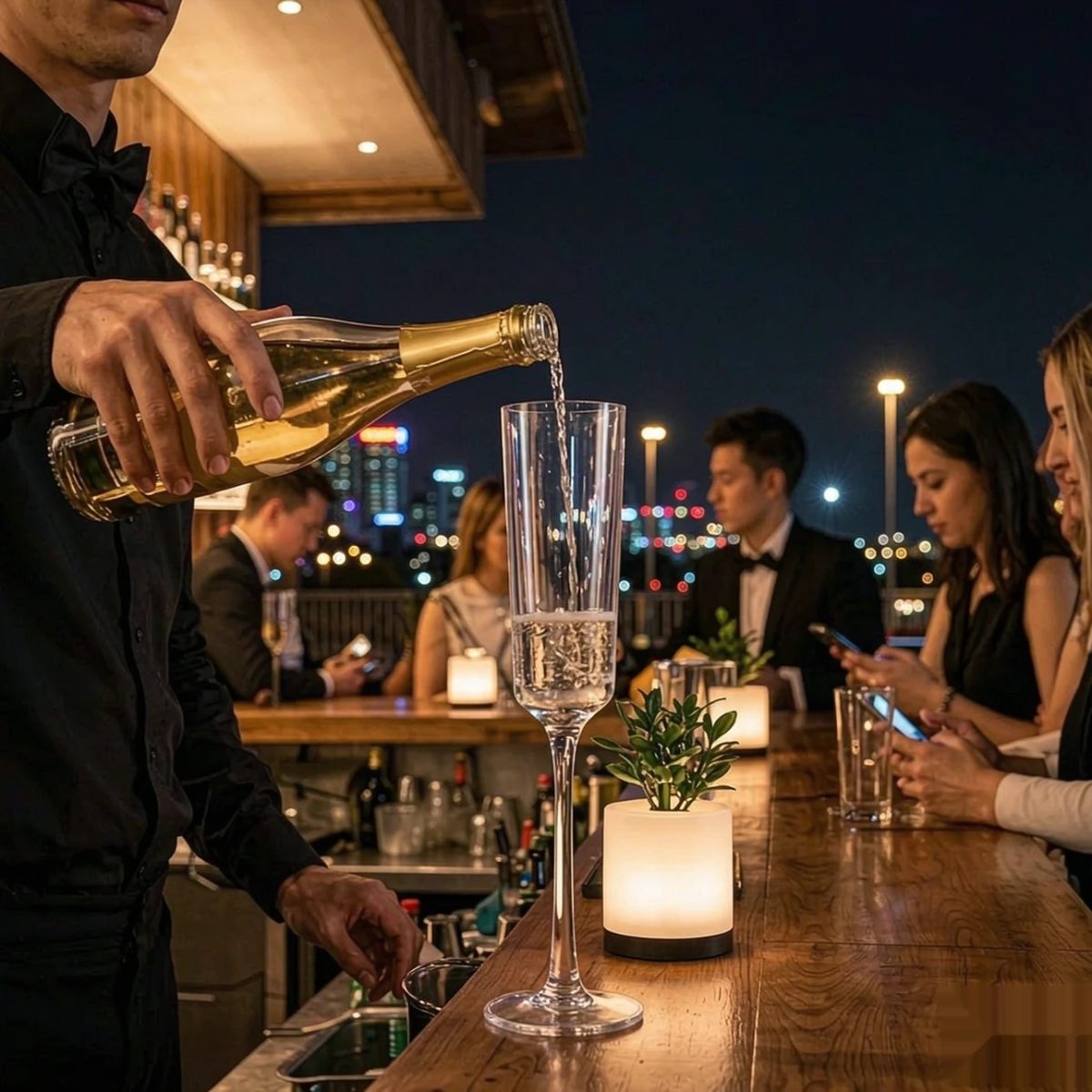 BY-9913A PC champagne flute in home bar at-home serving