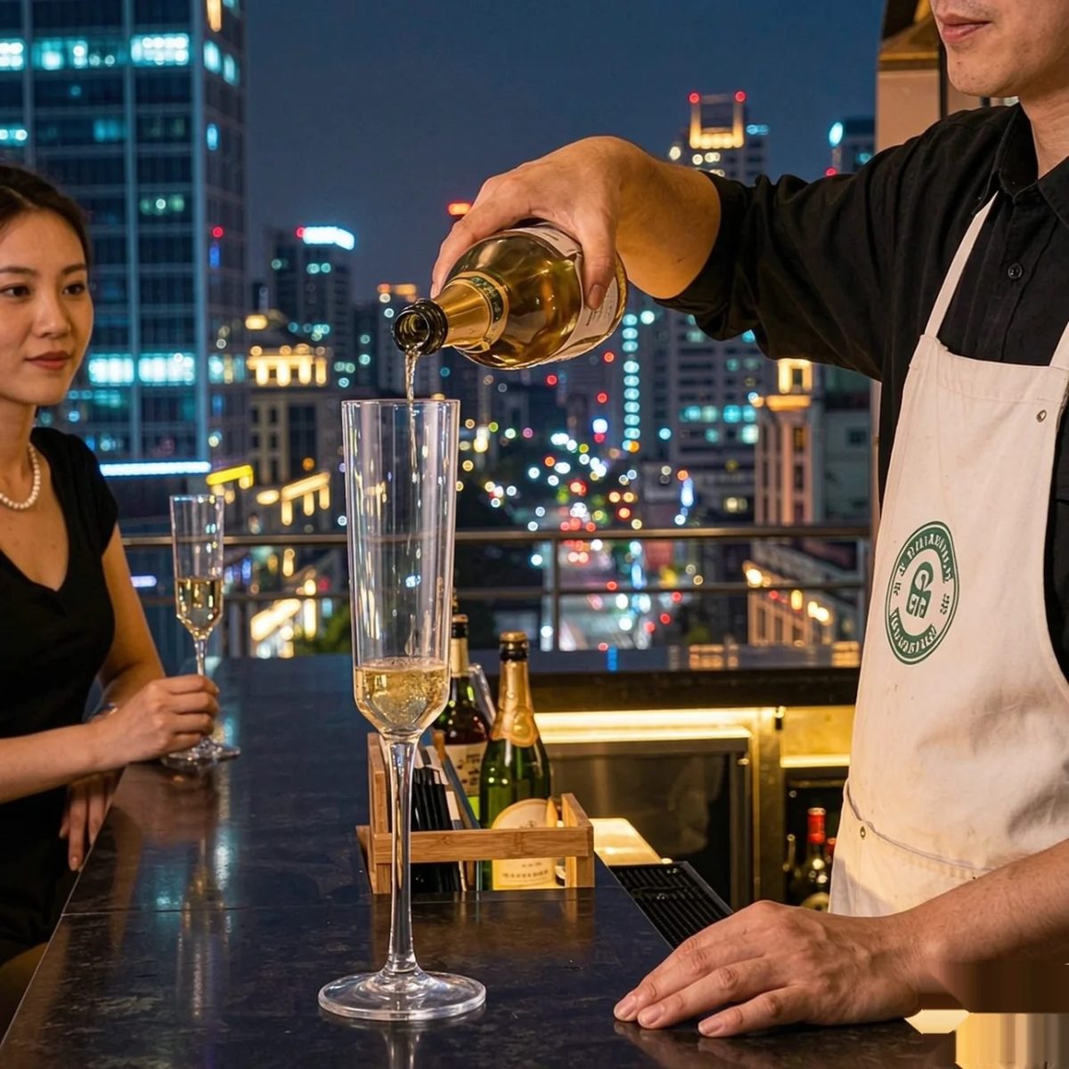 BY-9914A PC champagne flute in home bar at-home serving