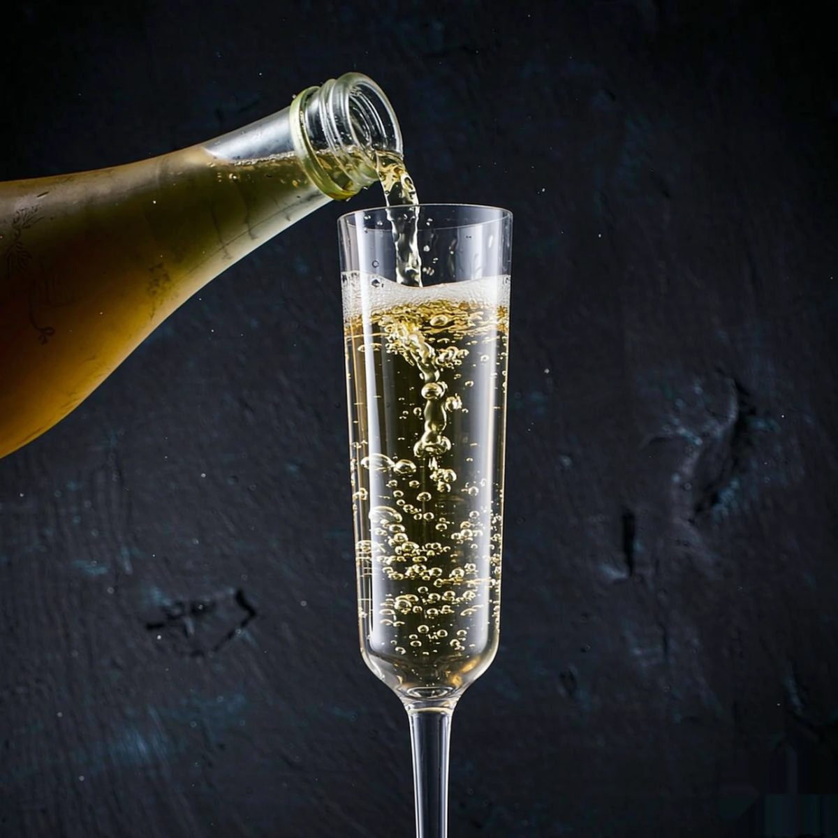 BY-9914A PC champagne flute in pouring action shot