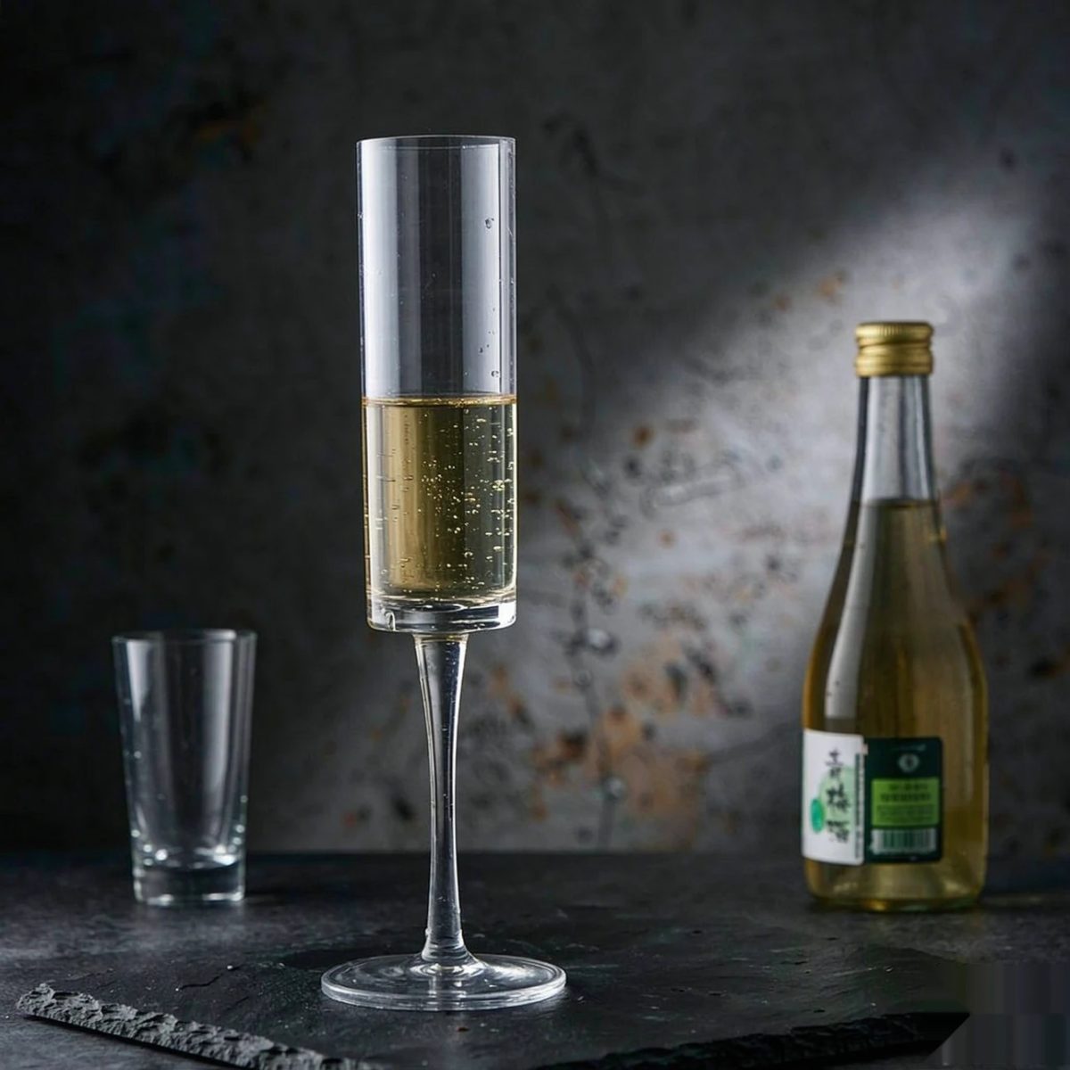 BY-9915 PC champagne flute in premium black & grey texture
