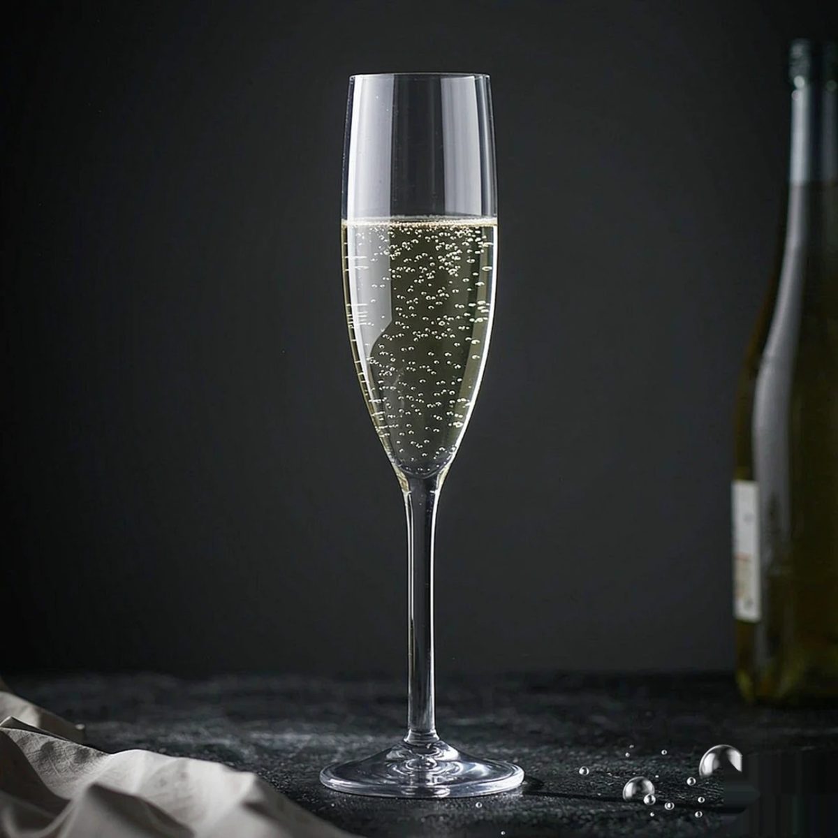 BY-9916 PC champagne flute in premium black & grey texture