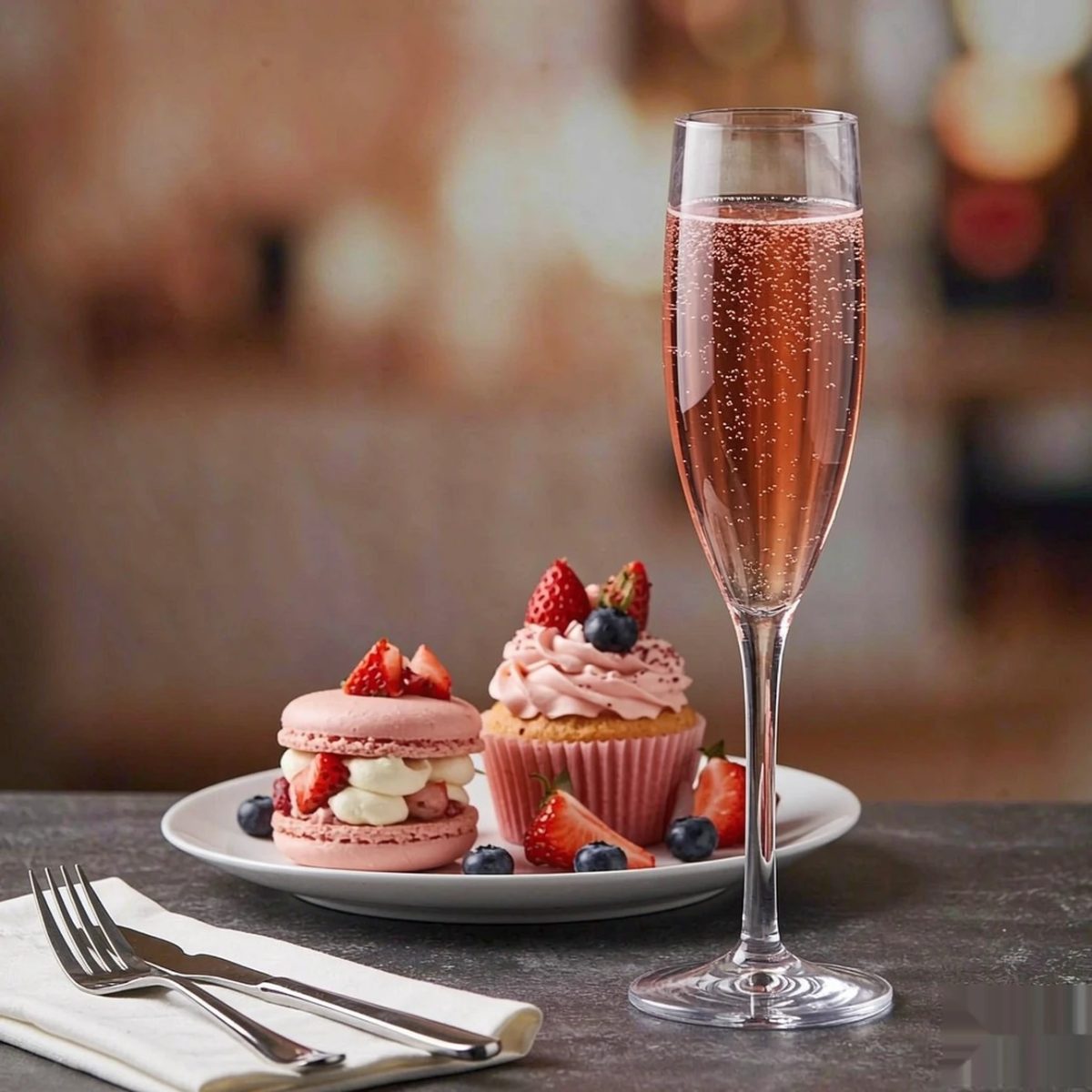 BY-9916 PC champagne flute in dessert pairing