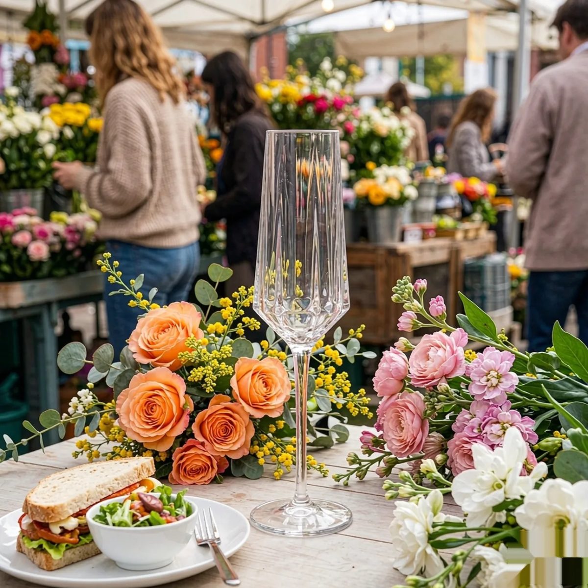 BY-9917 PC diamond-cut goblet in flower market brunch