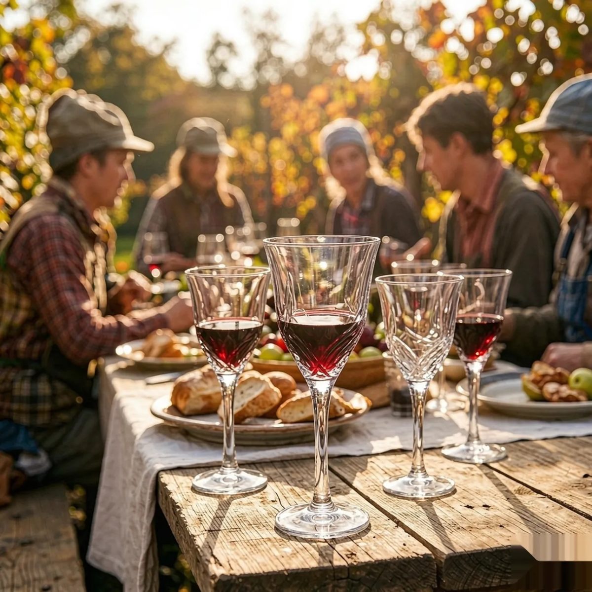 BY-9918-1 Acrylic wine goblet in autumn vineyard setting