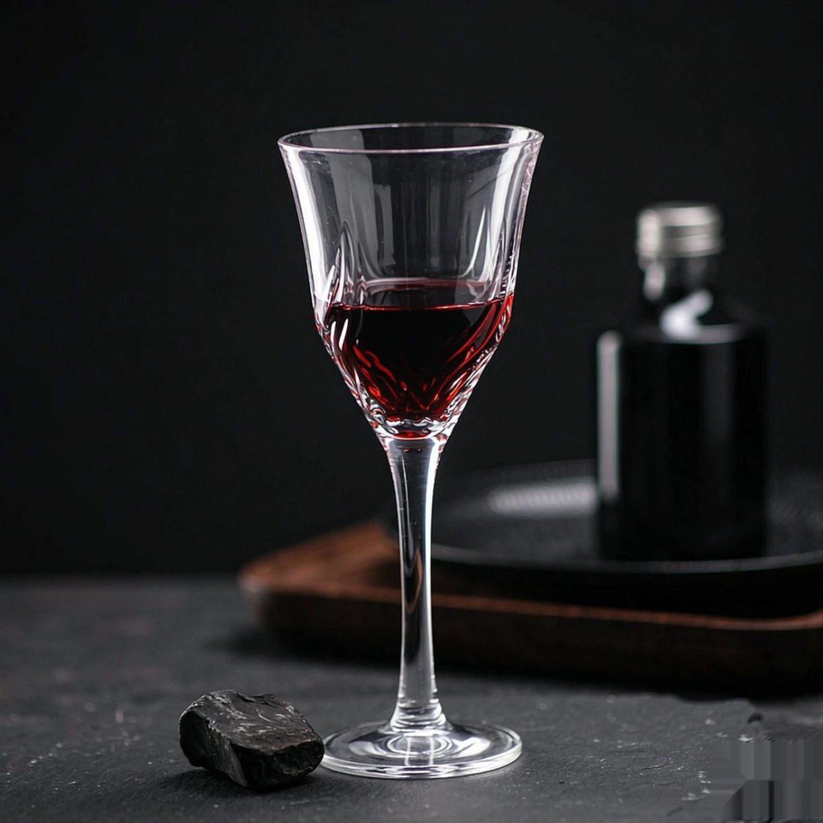 BY-9918-1 Acrylic wine goblet in premium black & grey texture
