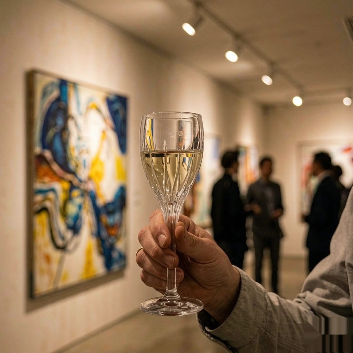 BY-9919-1 Acrylic wine goblet in art gallery setting