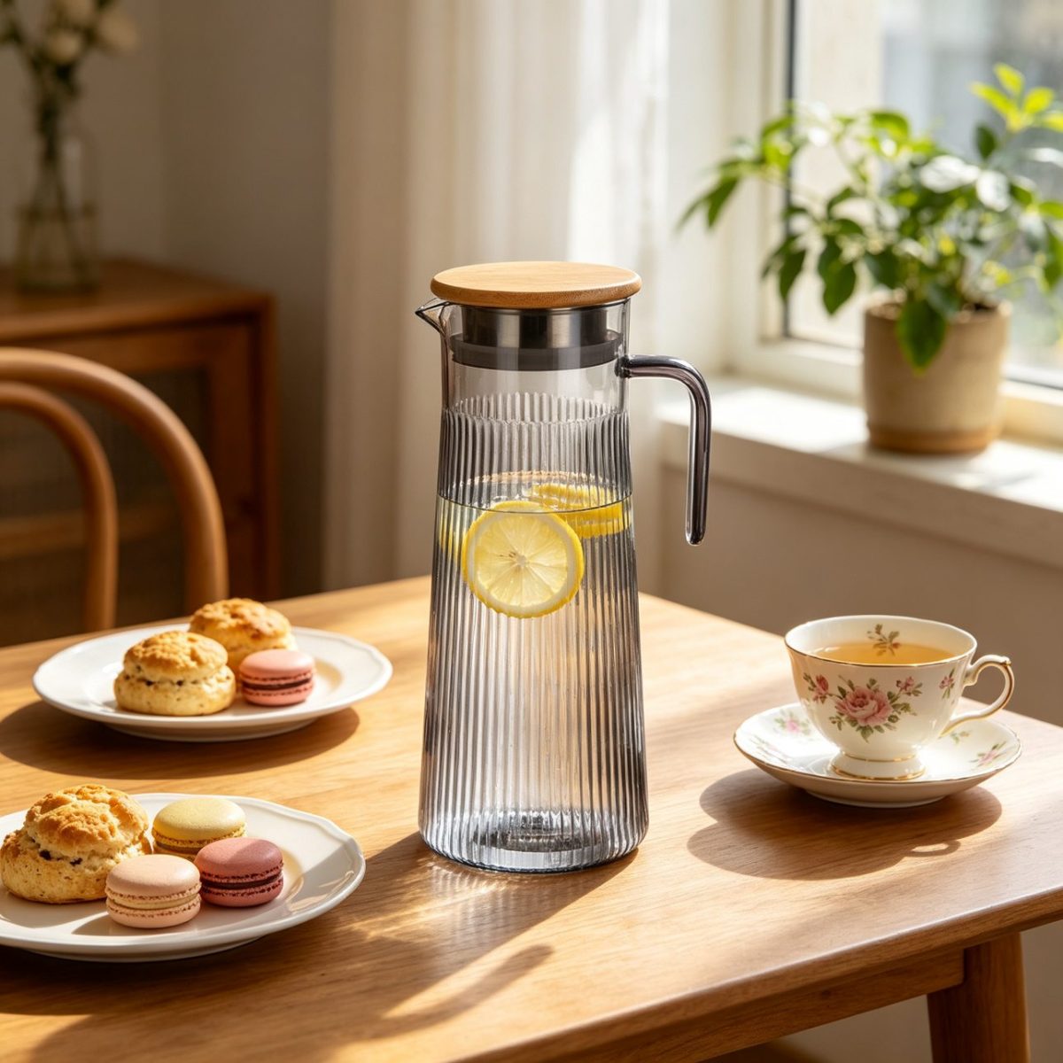BY-9160B-1 unbreakable PC stainless steel handle water pitcher (tea) - for afternoon tea