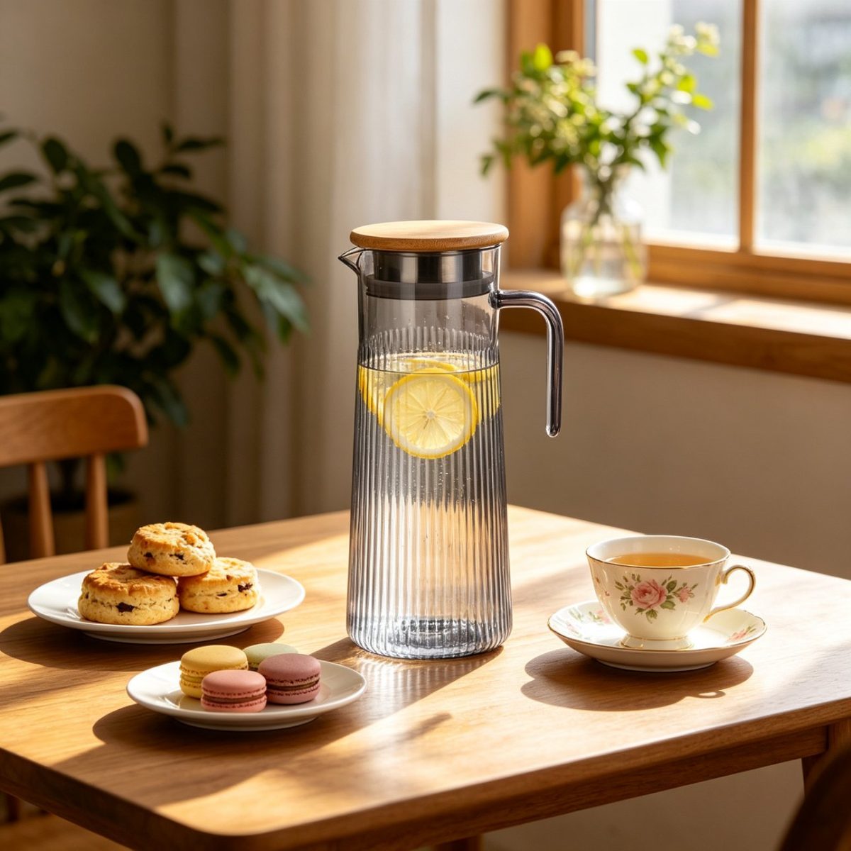 BY-9160C-1 unbreakable PC stainless steel handle water pitcher (tea) - for afternoon tea