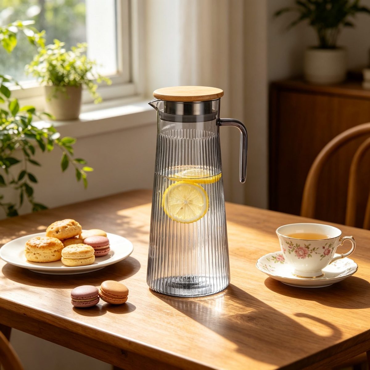 BY-9160A-1 unbreakable PC stainless steel handle water pitcher (tea) - for afternoon tea