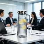 BY-9160B-1 unbreakable PC stainless steel handle water pitcher - in a meeting room