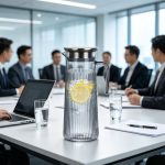 BY-9160C-1 unbreakable PC stainless steel handle water pitcher - in a meeting room
