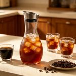 BY-9176B unbreakable PC juice pitcher - holding iced coffee