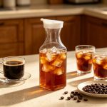 BY-9177B unbreakable PC juice pitcher - holding iced coffee