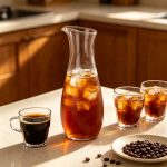 BY-9311 unbreakable PC juice pitcher - holding iced coffee