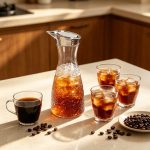 BY-9171B unbreakable PC juice pitcher - holding iced coffee