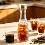 BY-9173B unbreakable PC juice pitcher - holding iced coffee
