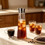 BY-9174B unbreakable PC juice pitcher - holding iced coffee