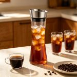 BY-9175B unbreakable PC juice pitcher - holding iced coffee