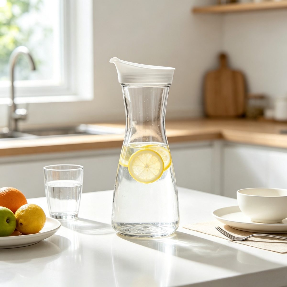 BY-9171 unbreakable PC juice pitcher - on a kitchen counter