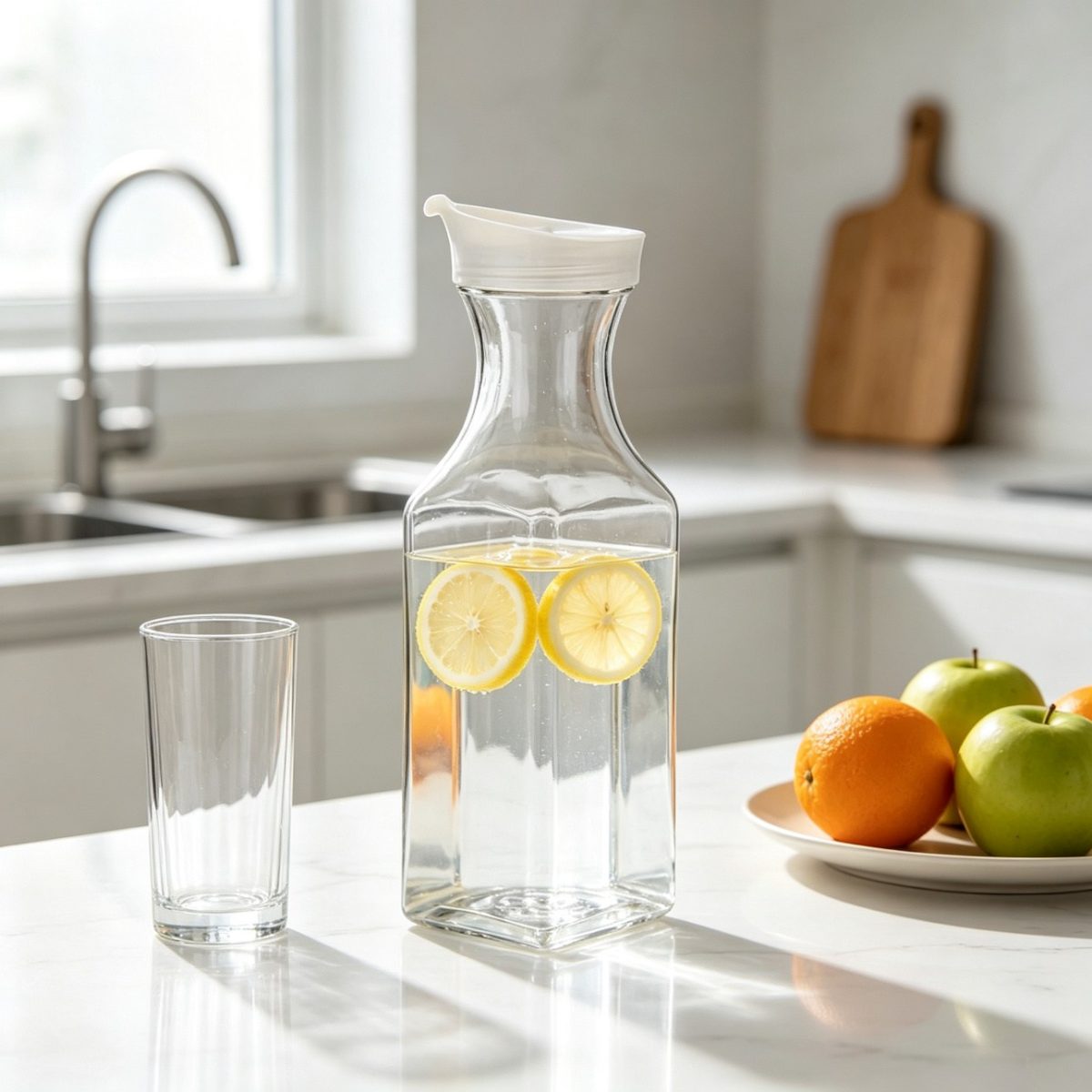 BY-9177B unbreakable PC juice pitcher - on a kitchen counter