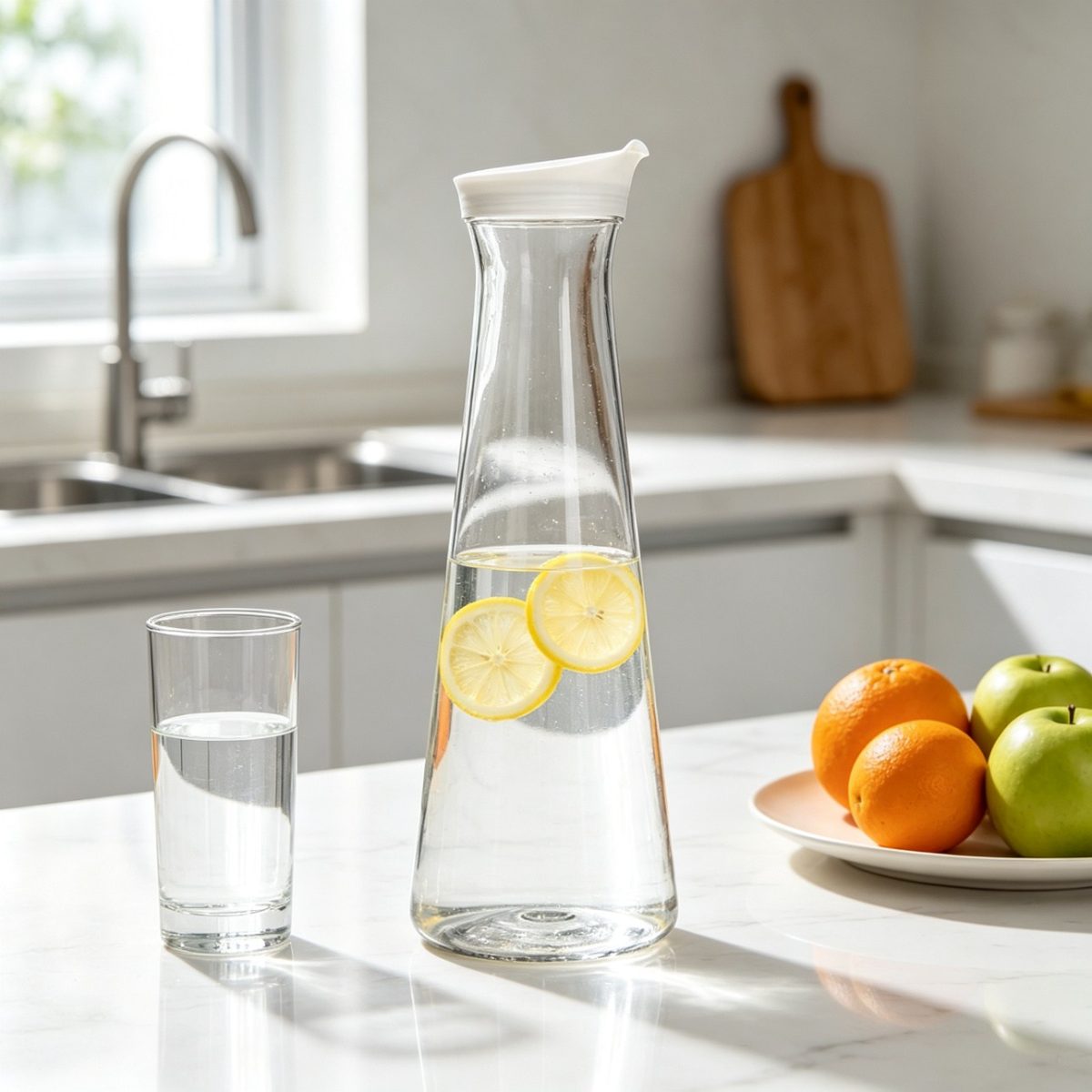 BY-9180 unbreakable PC juice pitcher - on a kitchen counter