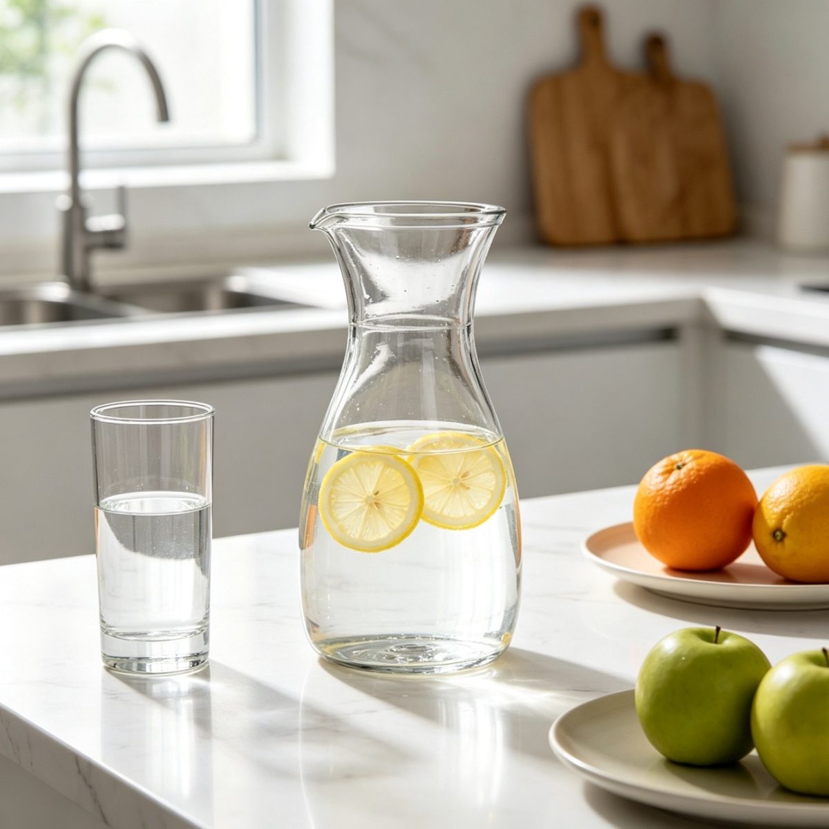 BY-9310A unbreakable PC juice pitcher - on a kitchen counter