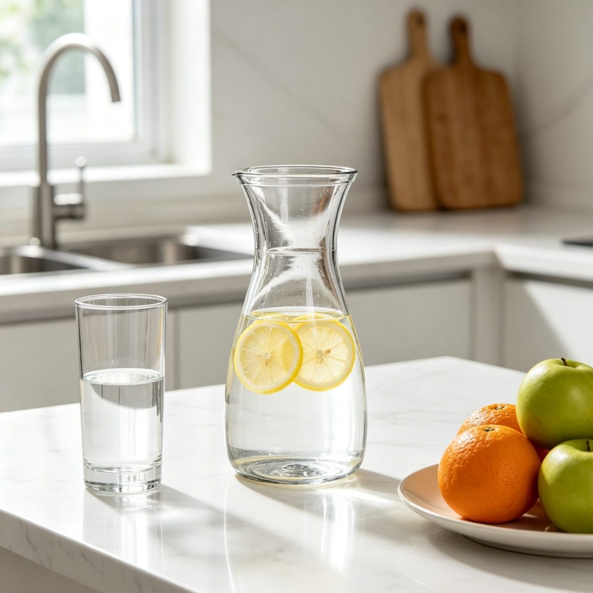 BY-9310B unbreakable PC juice pitcher - on a kitchen counter