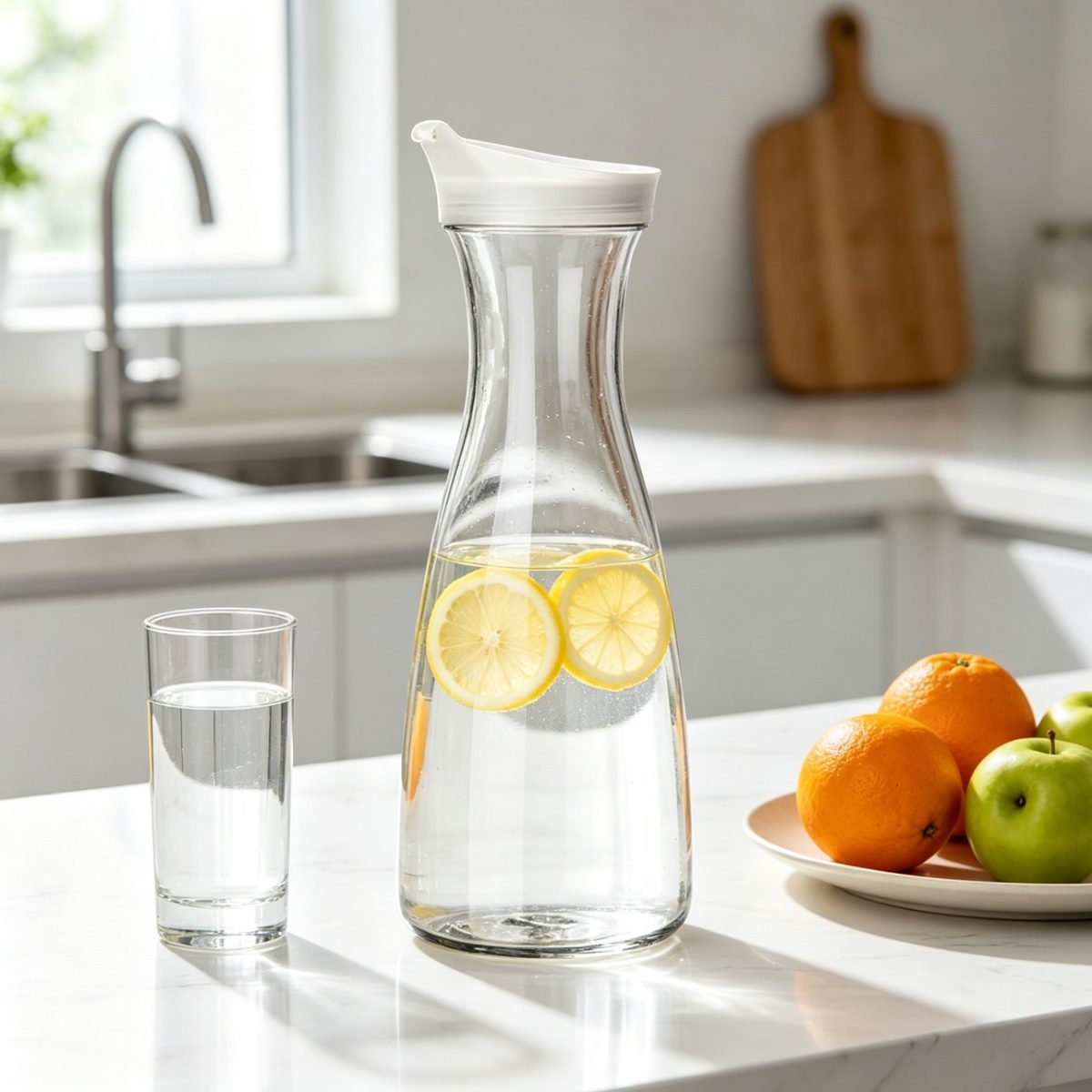 BY-9172 unbreakable PC juice pitcher - on a kitchen counter