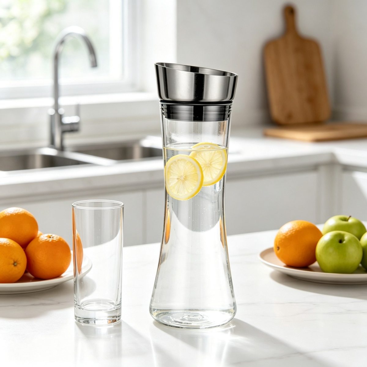 BY-9175C unbreakable PC juice pitcher - on a kitchen counter