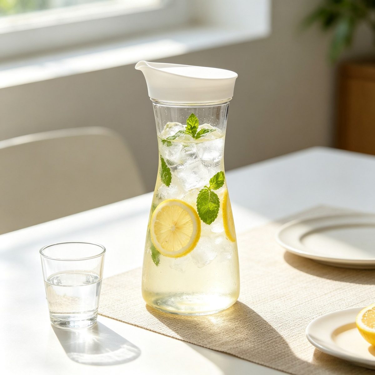 BY-9171 unbreakable PC juice pitcher - filled with lemon and mint infused water