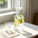 BY-9177B unbreakable PC juice pitcher - filled with lemon and mint infused water