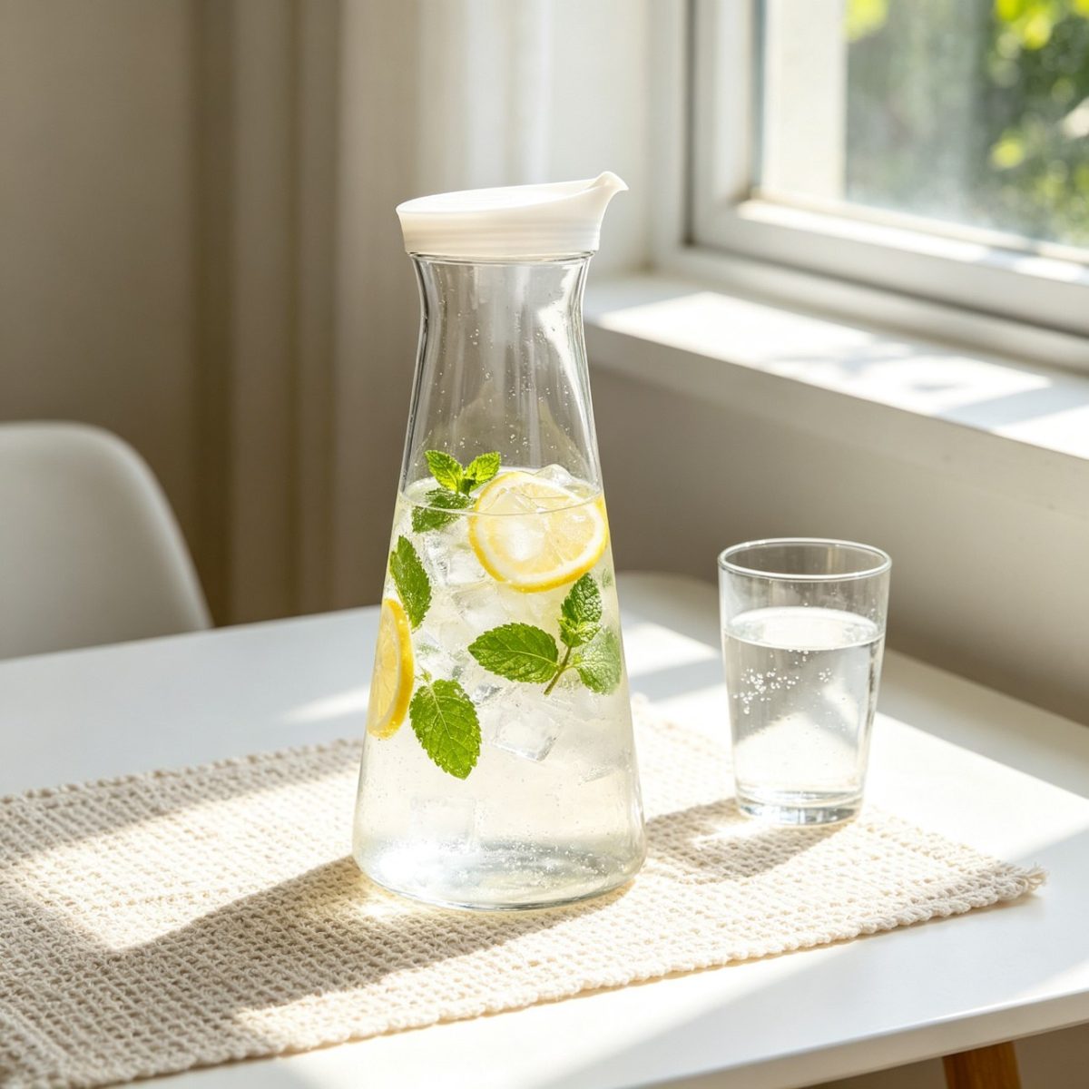 BY-9181 unbreakable PC juice pitcher - filled with lemon and mint infused water
