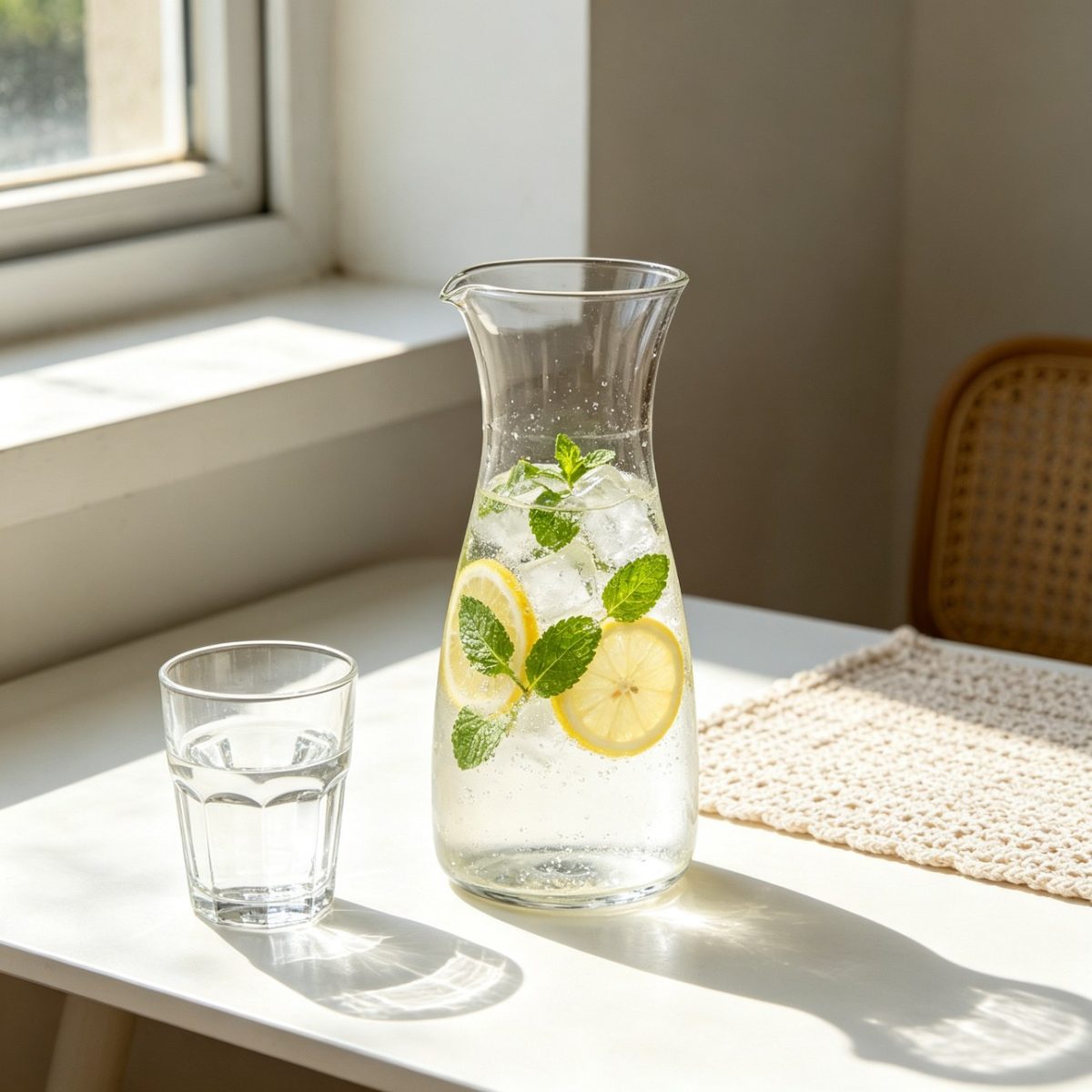 BY-9310A unbreakable PC juice pitcher - filled with lemon and mint infused water