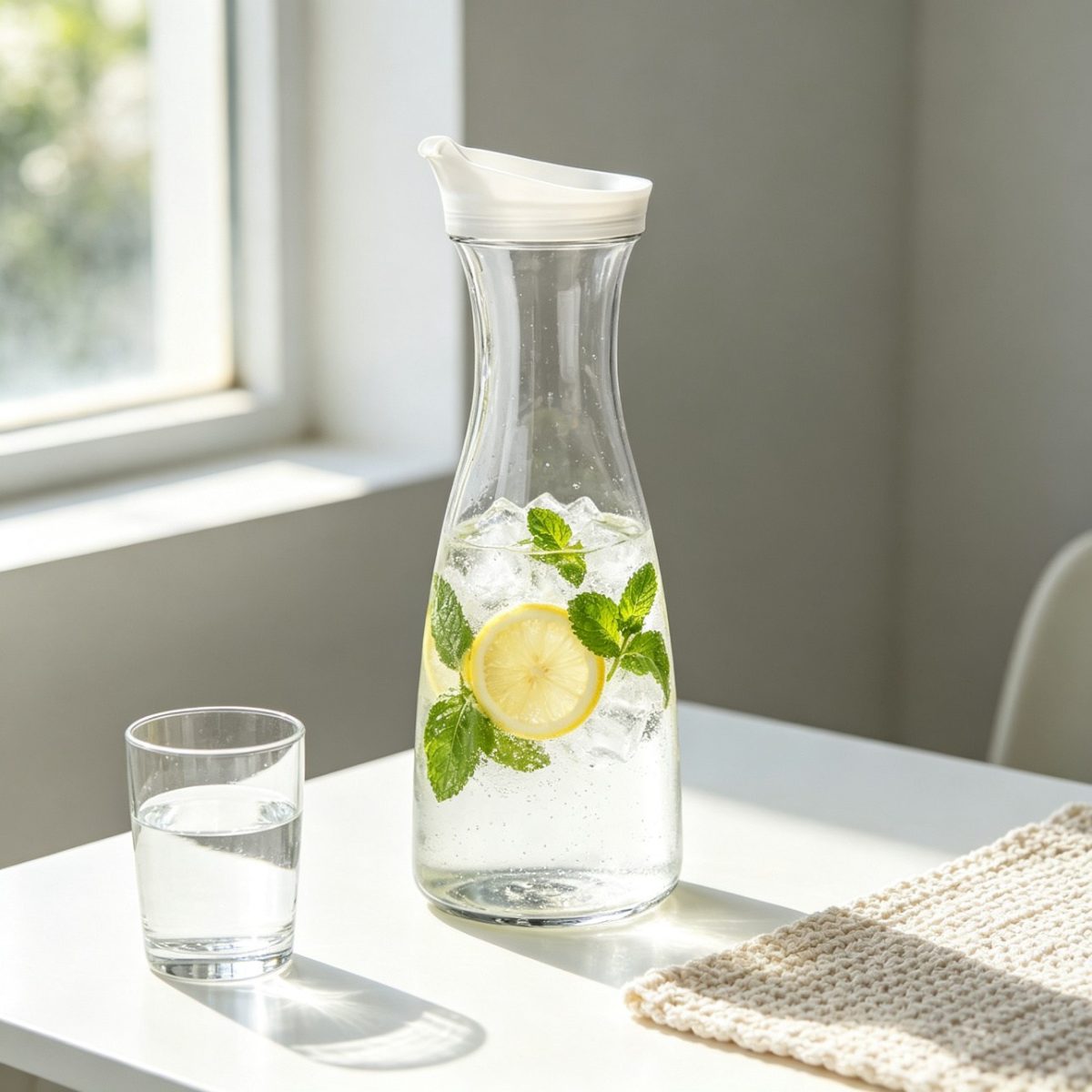 BY-9172 unbreakable PC juice pitcher - filled with lemon and mint infused water