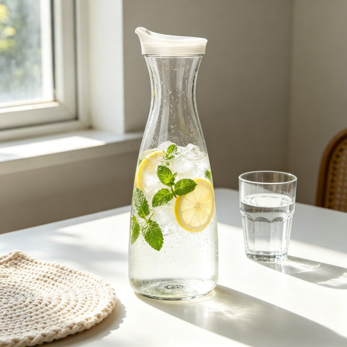 BY-9173 unbreakable PC juice pitcher - filled with lemon and mint infused water