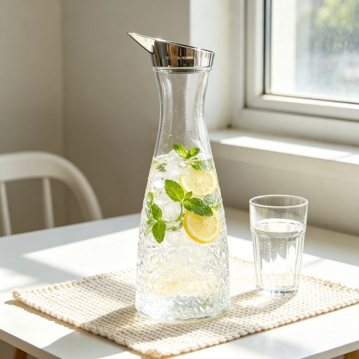 BY-9173B unbreakable PC juice pitcher - filled with lemon and mint infused water