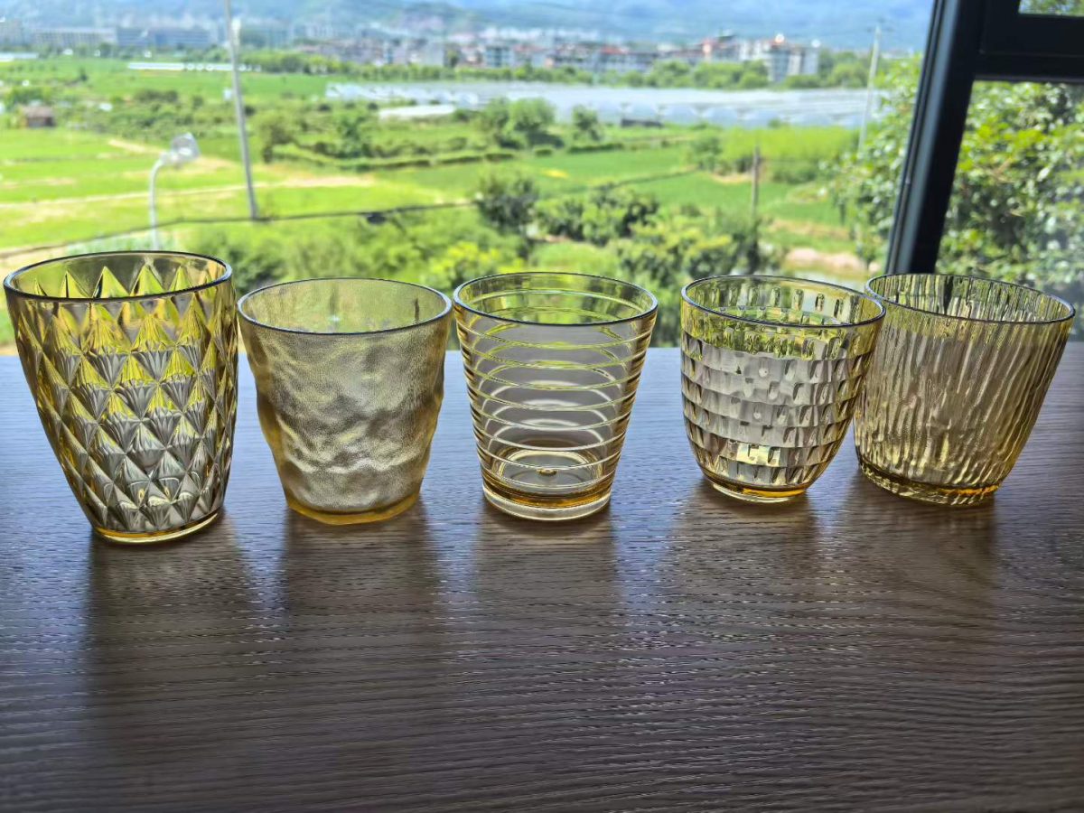 main amber color 5 kinds embossed pc water cup bar supplies