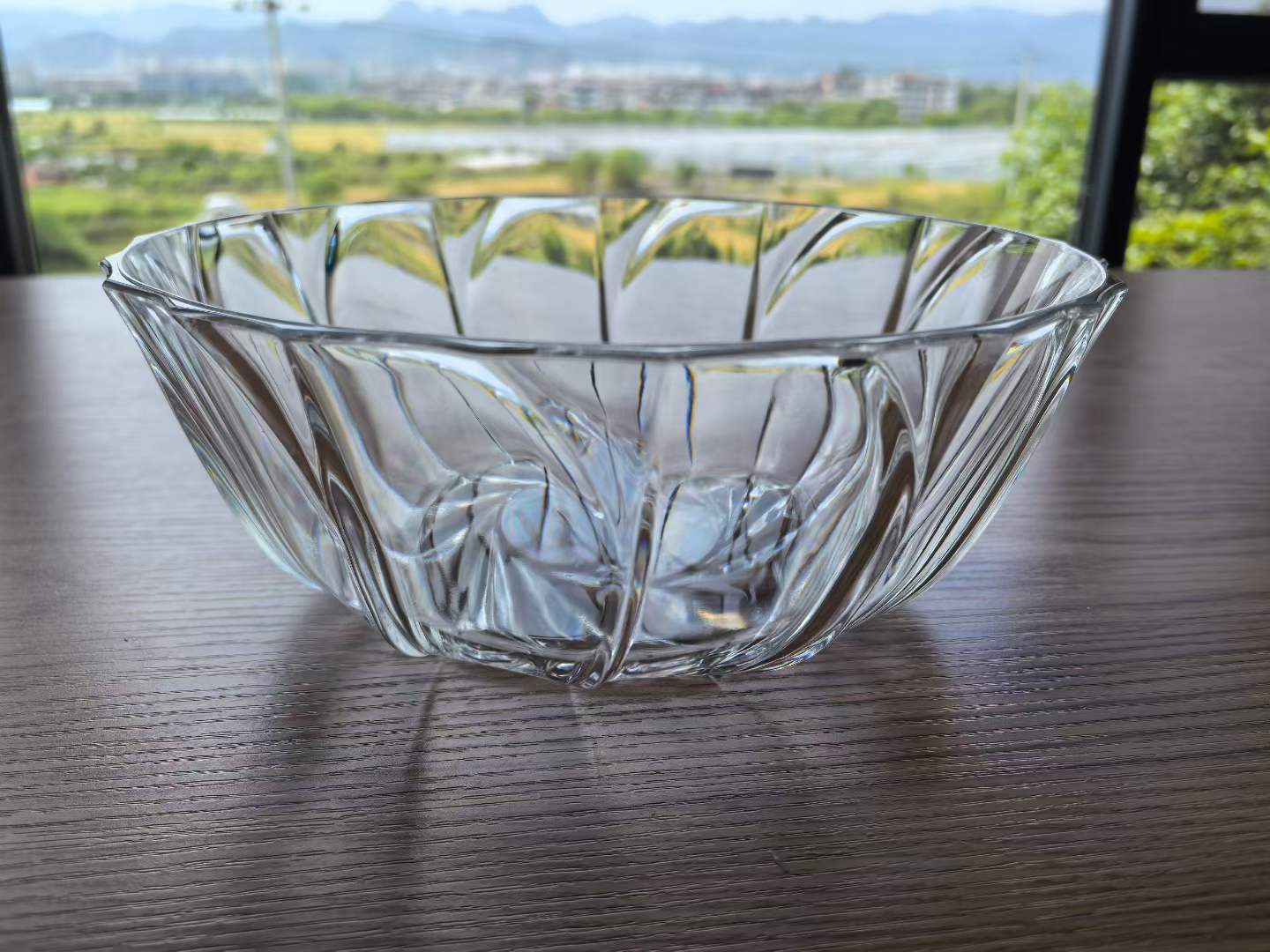 main clear pc plastic fruit salad bowl twist embossed design