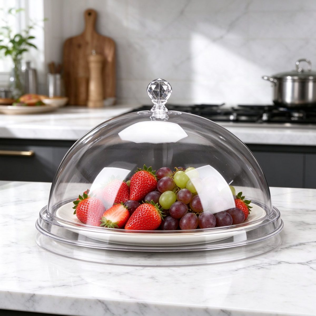 clear cake dome cover BY-9251 — Fruit platter