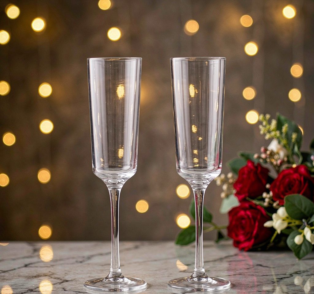 Champagne flutes and cocktail glasses