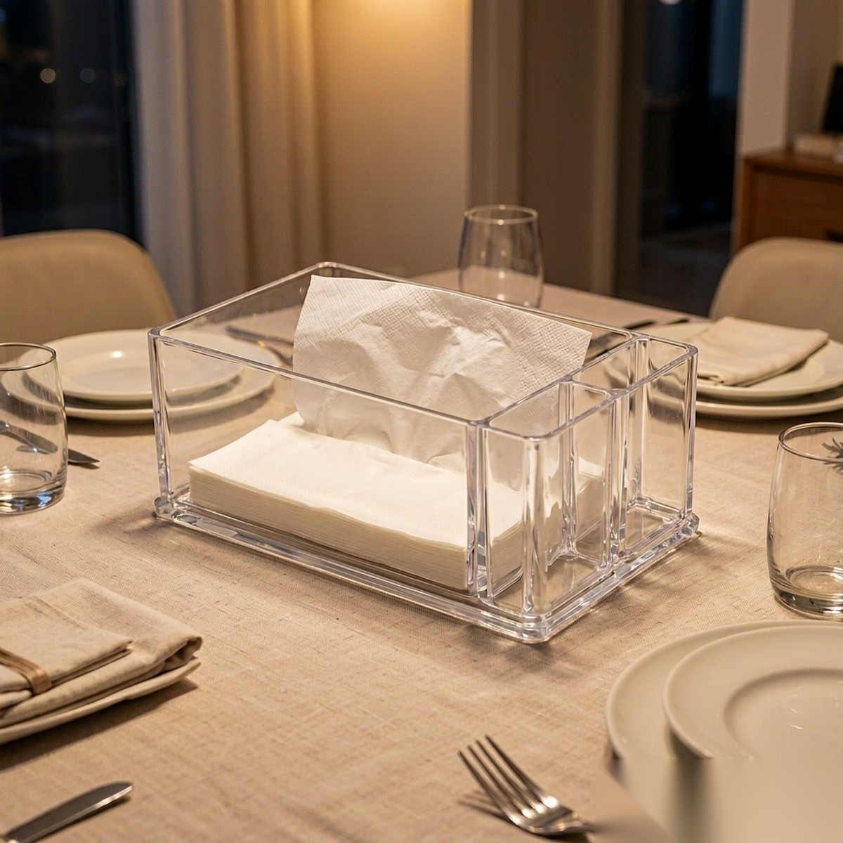 detail 01 by 3016 elsjoy acrylic napkin holder clear dining table scene